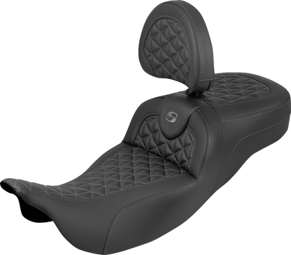 Asiento de triple agarre RoadSofa™ de alcance extendido - Asiento de triple agarre RoadSofa™ - Alcance extendido - Costura gris - con respaldo - FLH/FLT '08-'25
