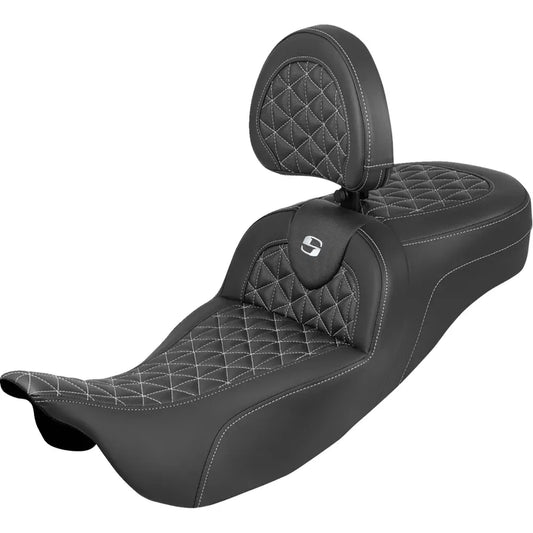 Asiento de triple agarre RoadSofa™ de alcance extendido - Asiento de triple agarre RoadSofa™ - Alcance extendido - Costura blanca - con respaldo - FLH/FLT '08-'25