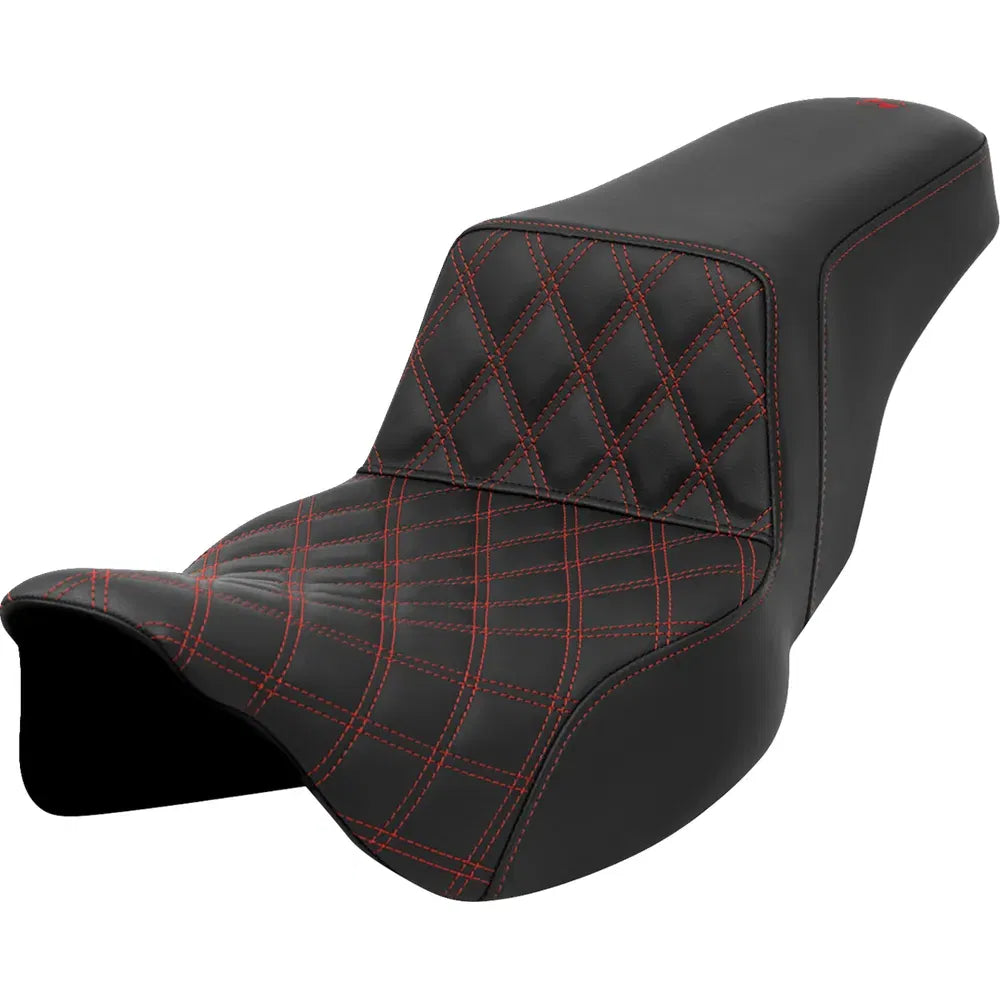 Asiento Saddlemen Lattice Stitch Step-Up Front Lattice Stitch Red Stitch Extended Reach FLH/FLT '08-'23