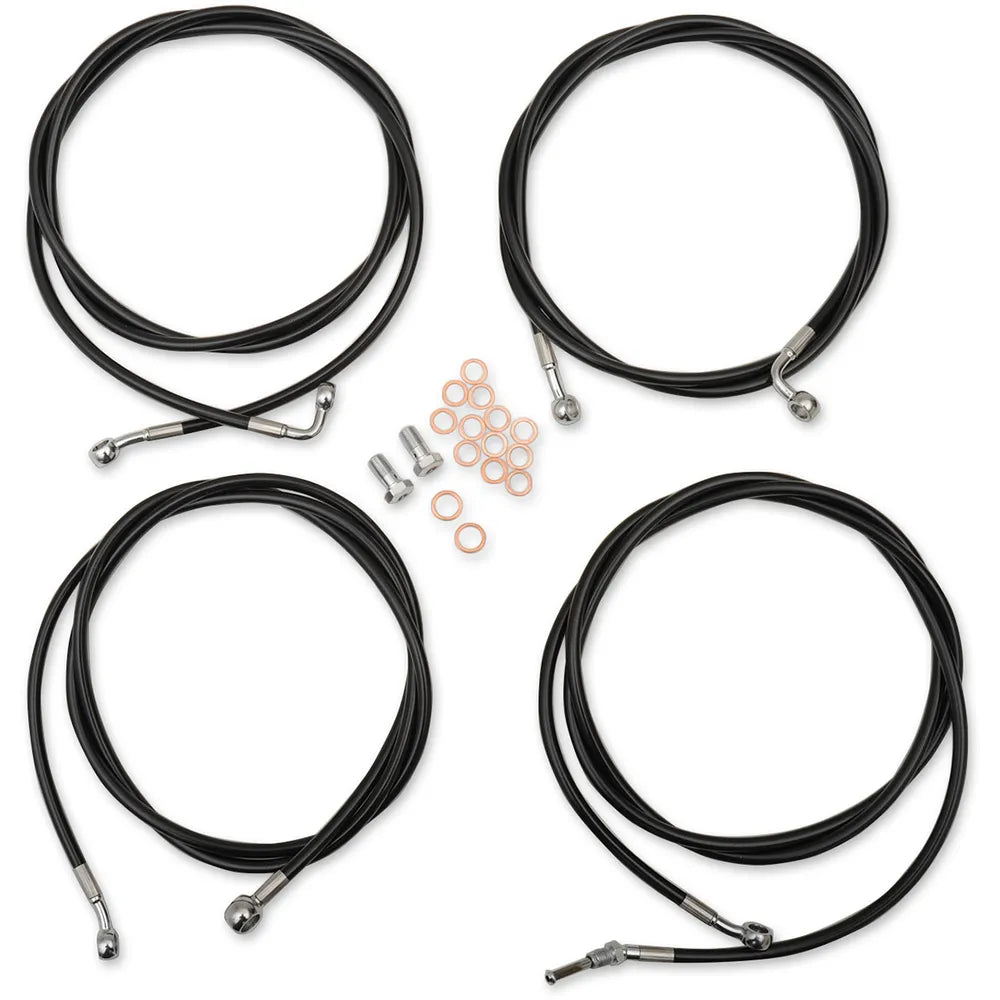 Handlebar Cable/Brake Line Kit - 18" - 20" Ape Hanger Handlebars - Black Vinyl
