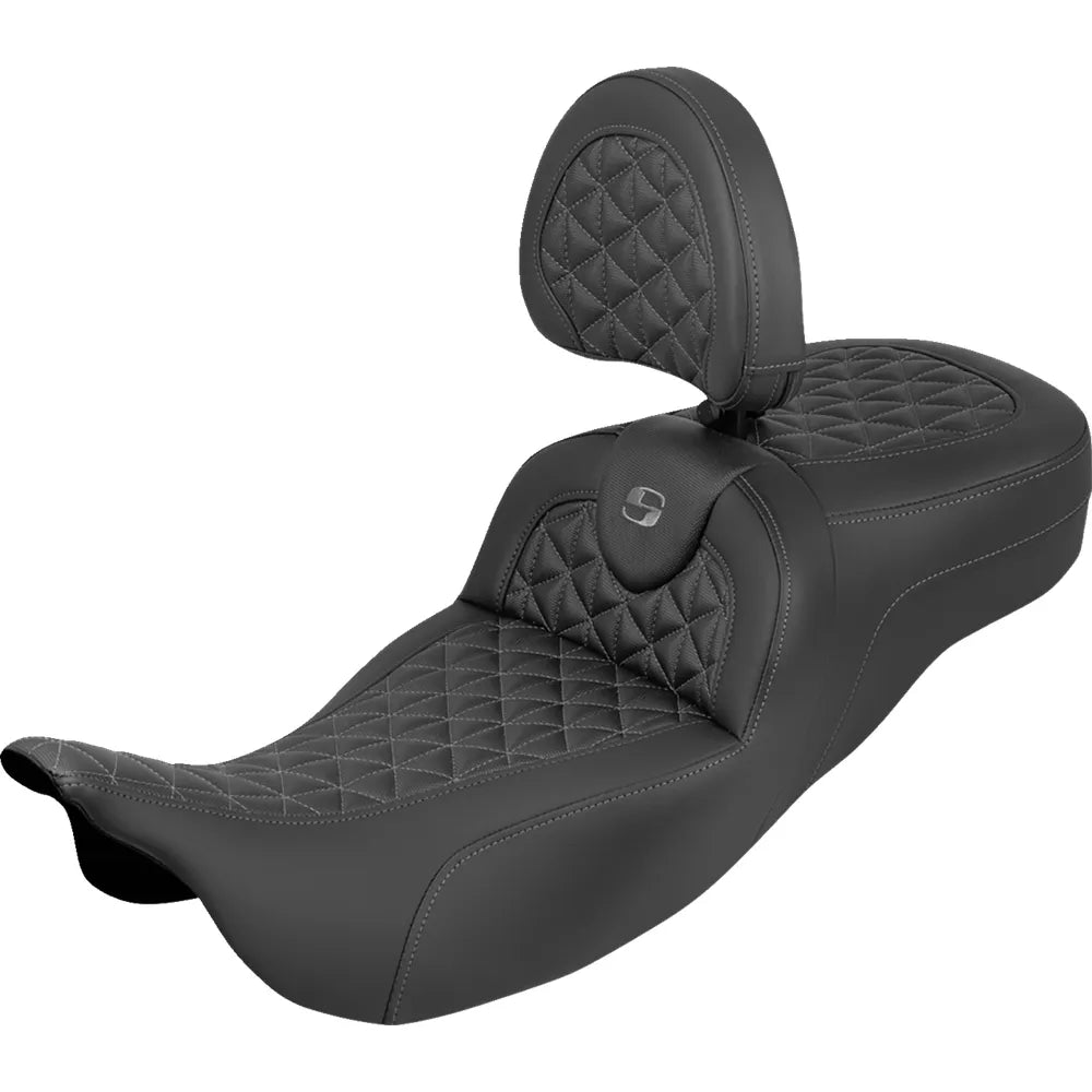 Asiento de triple agarre RoadSofa™ de alcance extendido - Asiento de triple agarre RoadSofa™ - Alcance extendido - Costura gris - con respaldo - FLH/FLT '08-'25