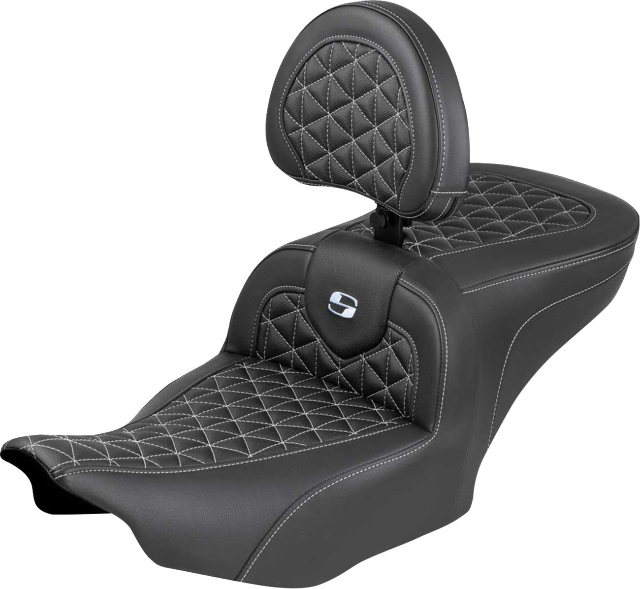 Asiento Roadsofa™ de alcance estándar - Asiento Roadsofa™ - con respaldo - Costura plateada - FLH/FLT '23-'25
