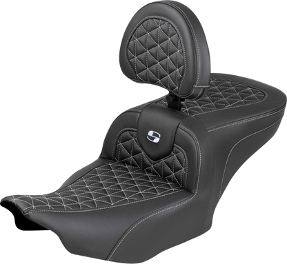 Asiento Roadsofa™ de alcance estándar - Asiento Roadsofa™ - con respaldo - Costura plateada - FLH/FLT '23-'25