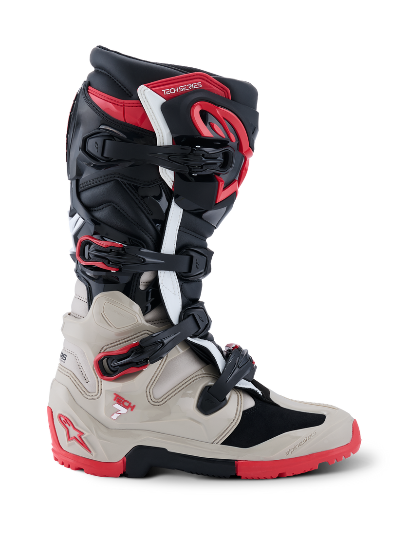 Botas Alpinestars Tech 7 – Negro/Gris Claro/Rojo Brillante