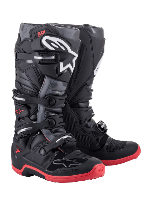 Botas Alpinestars Tech 7 - Negro/Gris/Rojo