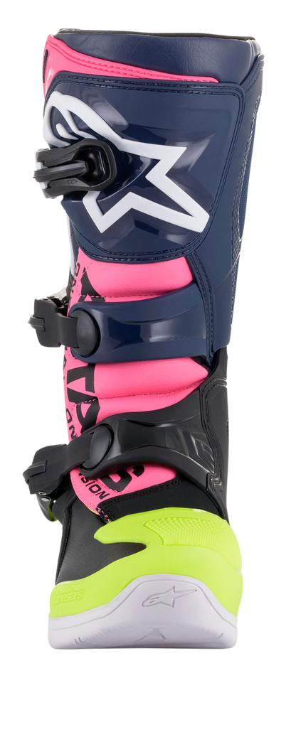 Botas Alpinestars Youth Tech 3S - Negro/Azul/Rosa/Blanco/Amarillo