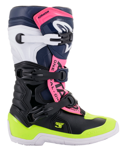 Botas Alpinestars Youth Tech 3S - Negro/Azul/Rosa/Blanco/Amarillo