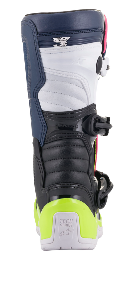 Botas Alpinestars Youth Tech 3S - Negro/Azul/Rosa/Blanco/Amarillo