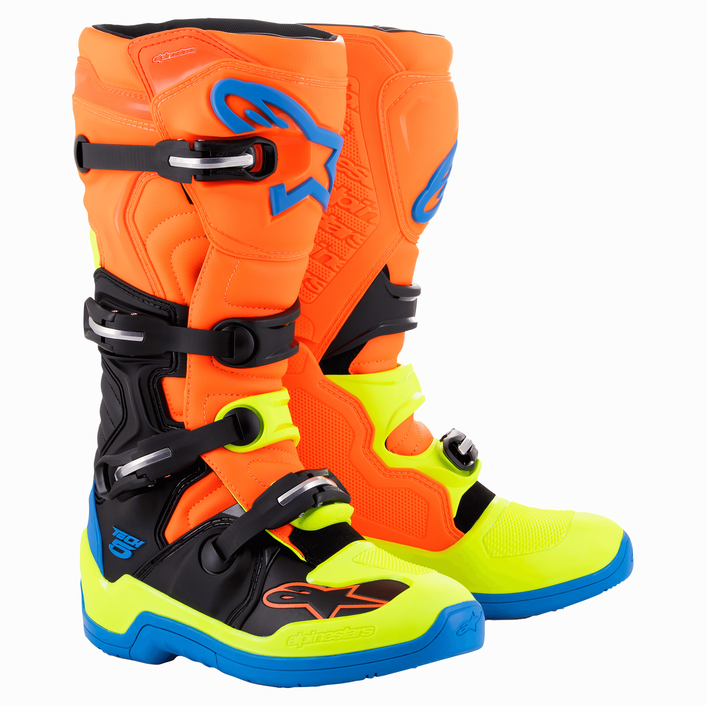 Botas ALPINESTARS Tech 5 - Naranja/Azul/Amarillo Fluorescente