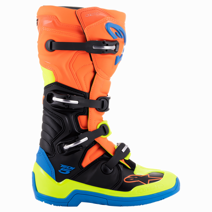 Botas ALPINESTARS Tech 5 - Naranja/Azul/Amarillo Fluorescente