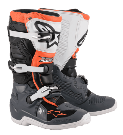 Botas Alpinestars Tech 7S Youth - Negro/Gris/Blanco/Naranja