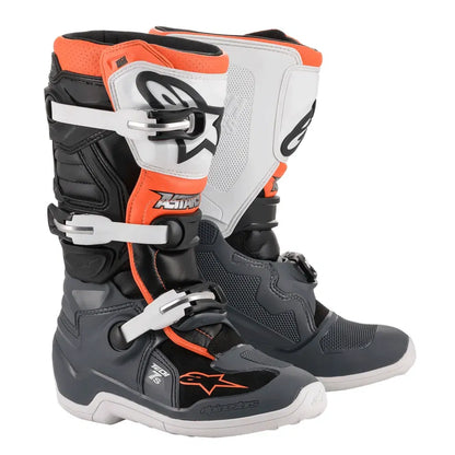 Botas Alpinestars Tech 7S Youth - Negro/Gris/Blanco/Naranja