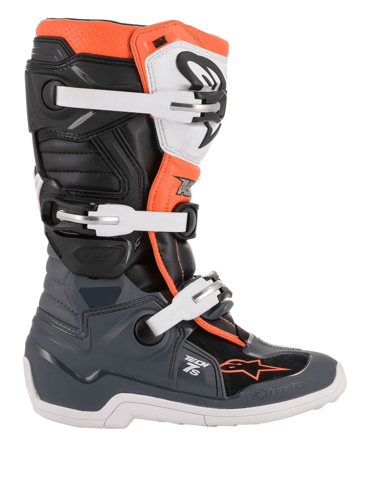 Botas Alpinestars Tech 7S Youth - Negro/Gris/Blanco/Naranja