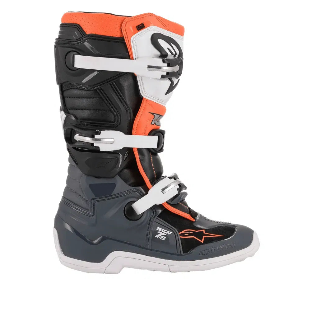 Botas Alpinestars Tech 7S Youth - Negro/Gris/Blanco/Naranja