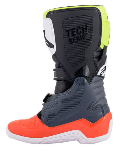 Botas Juveniles Alpinestars Tech 7S Gris Oscuro/Rojo/Amarillo Fluo