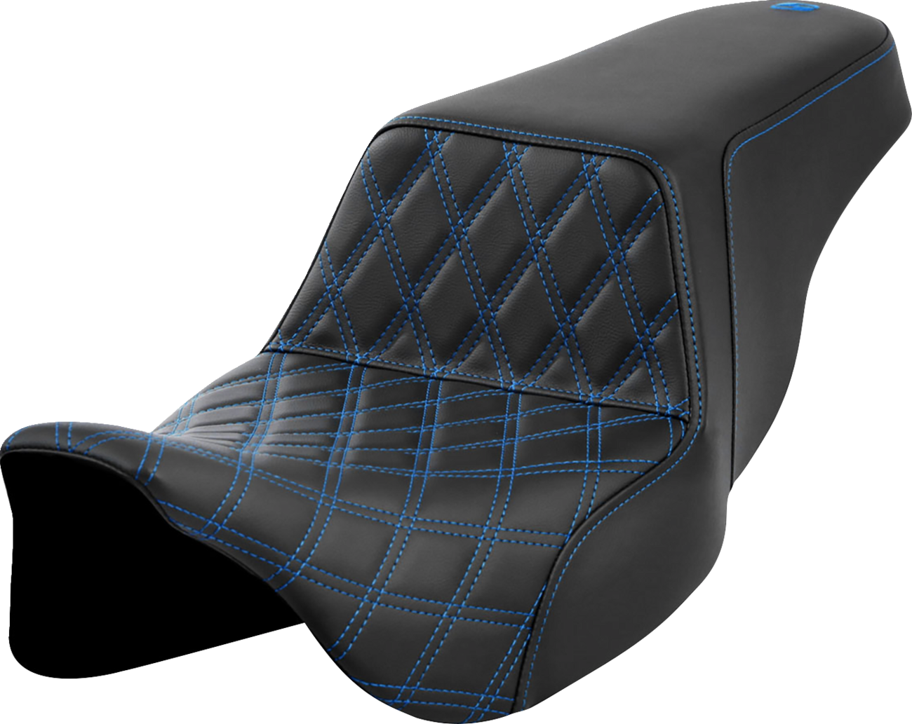 Asiento elevado con costura de celosía - Asiento elevado - Costura de celosía delantera - Costura azul - FLH/FLT '08-'23