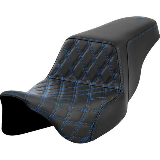 Asiento elevado con costura de celosía - Asiento elevado - Costura de celosía delantera - Costura azul - FLH/FLT '08-'23