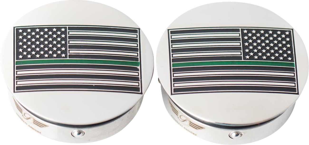 Cubiertas de brazo oscilante - Cubiertas de brazo oscilante - Bandera americana de línea verde - Personalizada - Invertida