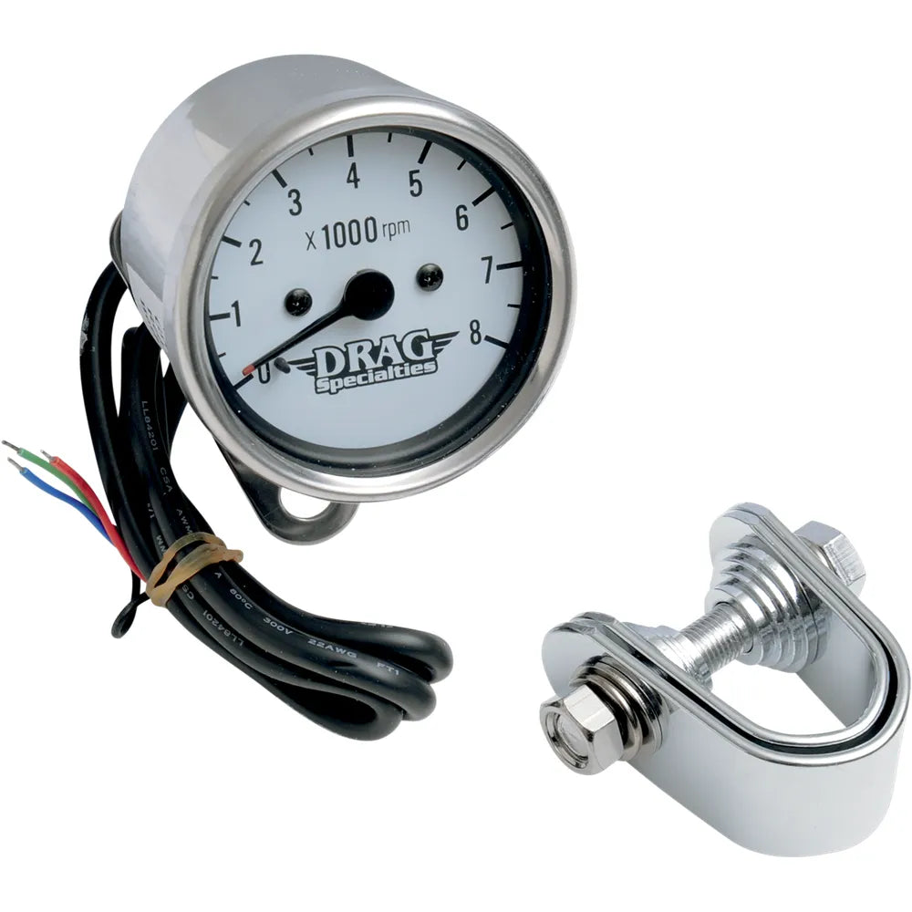2.4" Mini Electronic 8000 RPM Tachometer - Chrome Housing - White Face