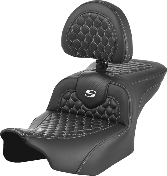 Asiento Honeycomb Roadsofa™ - Asiento Roadsofa™ - con respaldo - Honeycomb - Costura blanca - FLTR/FLHX '23-'24