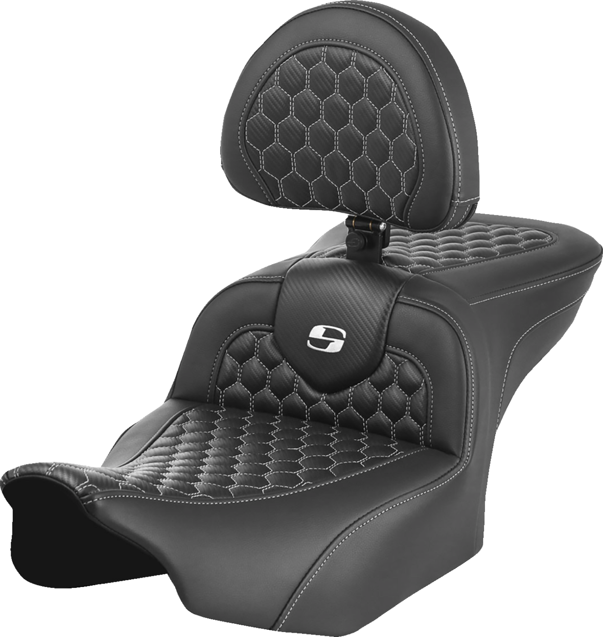 Asiento Honeycomb Roadsofa™ - Asiento Roadsofa™ - con respaldo - Honeycomb - Costura blanca - FLTR/FLHX '23-'24