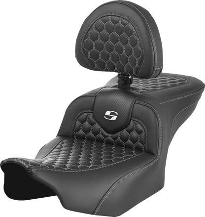 Asiento Honeycomb Roadsofa™ - Asiento Roadsofa™ - con respaldo - Honeycomb - Costura blanca - FLTR/FLHX '23-'24