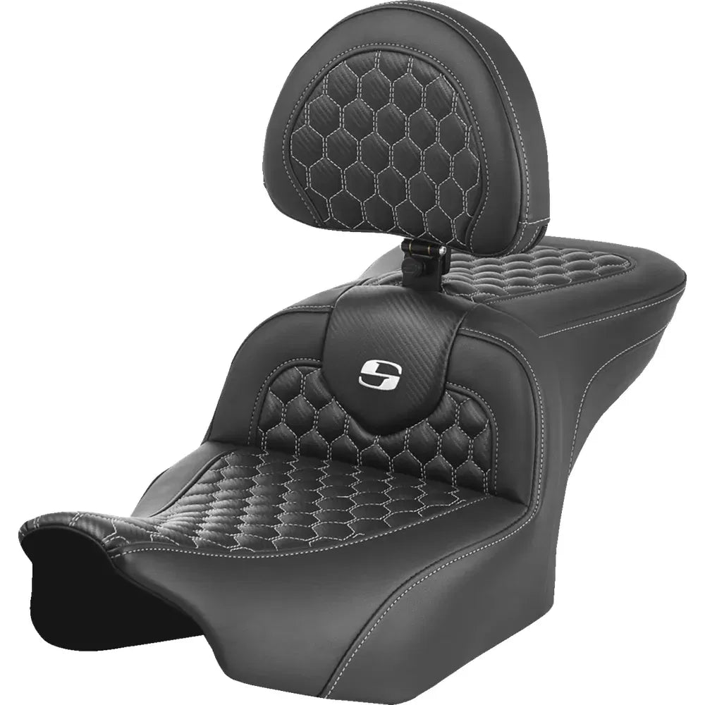 Asiento Honeycomb Roadsofa™ - Asiento Roadsofa™ - con respaldo - Honeycomb - Costura blanca - FLTR/FLHX '23-'24