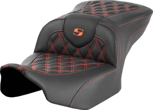 Asiento Roadsofa™ con costura de celosía - Asiento Roadsofa™ - sin respaldo - Costura de celosía naranja - FLTR/FLHX '23-'24