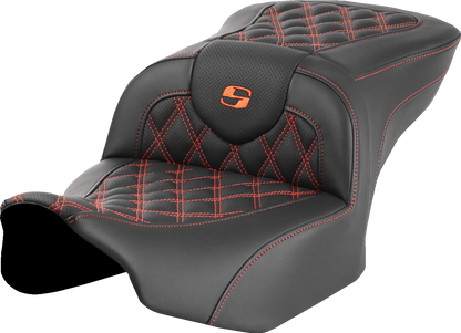 Asiento Roadsofa™ con costura de celosía - Asiento Roadsofa™ - sin respaldo - Costura de celosía naranja - FLTR/FLHX '23-'24
