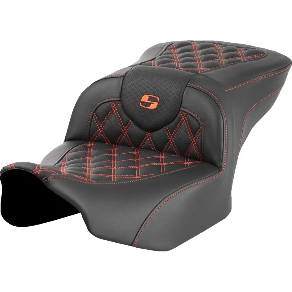 Asiento Roadsofa™ con costura de celosía - Asiento Roadsofa™ - sin respaldo - Costura de celosía naranja - FLTR/FLHX '23-'24