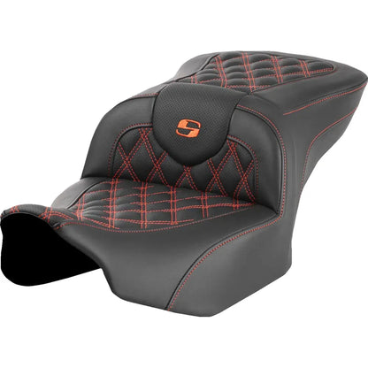 Asiento Roadsofa™ con costura de celosía - Asiento Roadsofa™ - sin respaldo - Costura de celosía naranja - FLTR/FLHX '23-'24