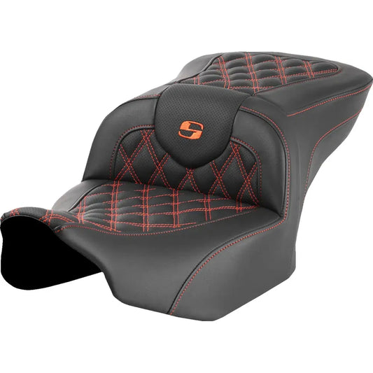 Asiento Roadsofa™ con costura de celosía - Asiento Roadsofa™ - sin respaldo - Costura de celosía naranja - FLTR/FLHX '23-'24