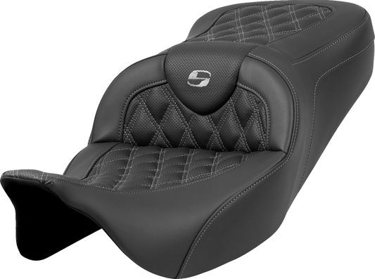 Asiento Roadsofa™ con costura de celosía - Asiento Roadsofa™ - Costura de celosía - Costura gris oscuro - sin respaldo - FLH/FLT '08-'23
