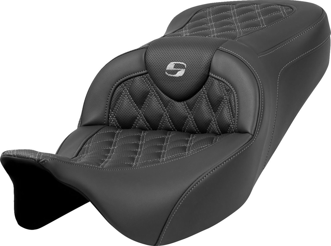Asiento Roadsofa™ con costura de celosía - Asiento Roadsofa™ - Costura de celosía - Costura gris oscuro - sin respaldo - FLH/FLT '08-'23
