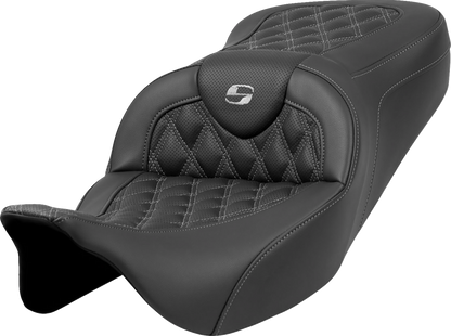 Asiento Roadsofa™ con costura de celosía - Asiento Roadsofa™ - Costura de celosía - Costura gris oscuro - sin respaldo - FLH/FLT '08-'23