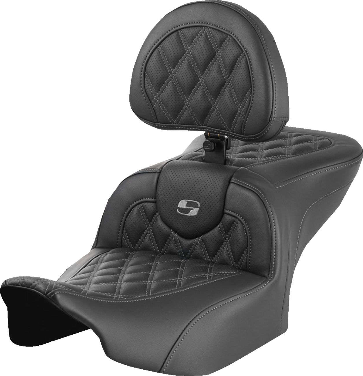 Asiento Roadsofa™ con costura de celosía - Asiento RoadSofa™ - con respaldo - Costura de celosía - Costura gris - FLTR/FLHX '23-'24