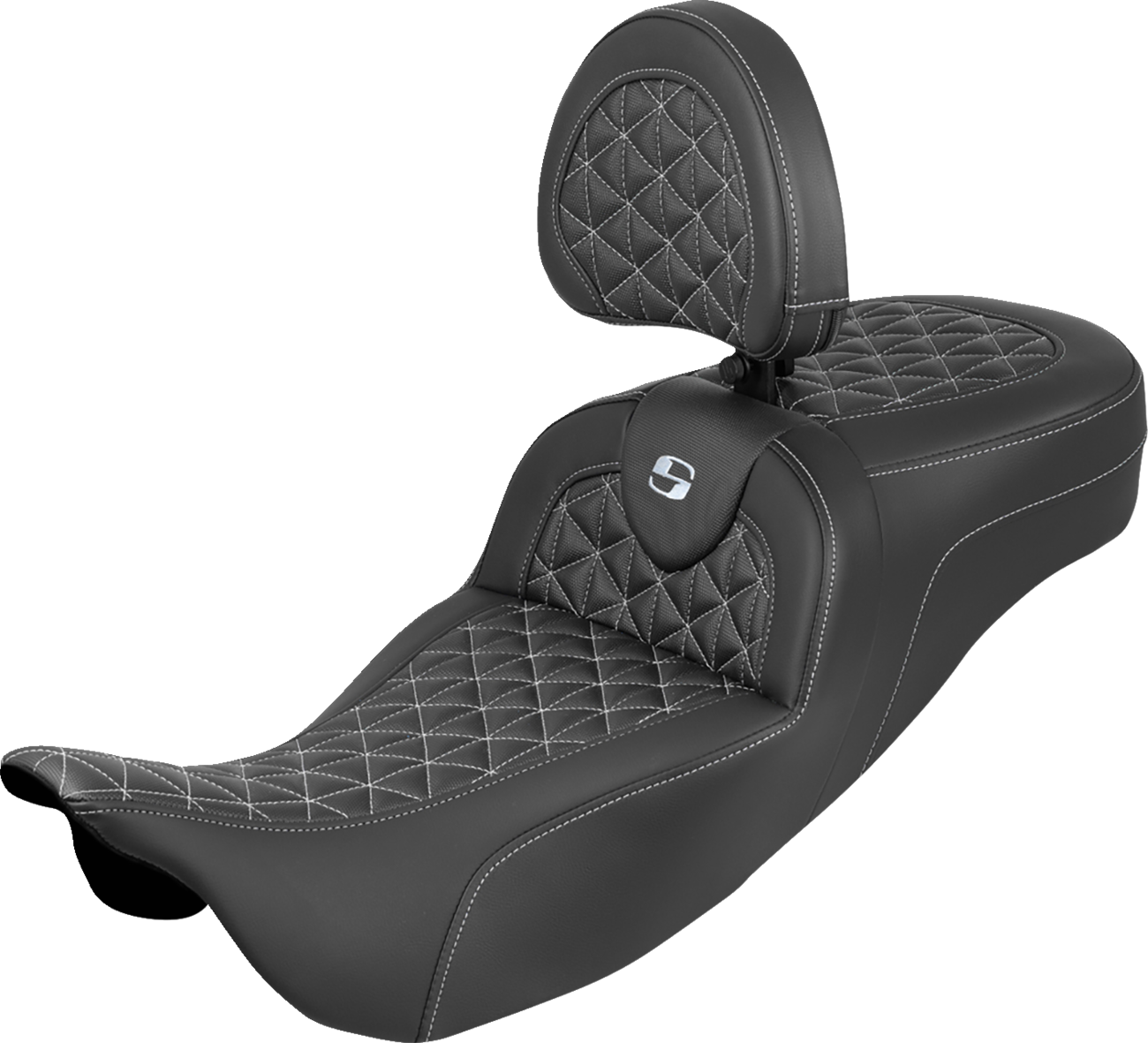 Asiento con tres agarres RoadSofa™ de alcance extendido - Asiento con tres agarres RoadSofa™ - Alcance extendido - Costura plateada - con respaldo - FLH/FLT '08-'25