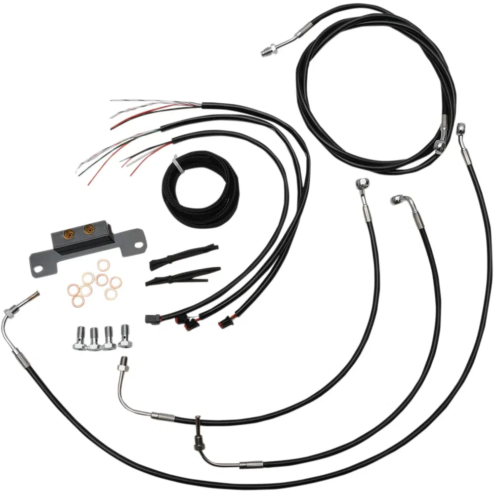 Kit completo de cable de manillar/línea de freno trenzado de vinilo negro
