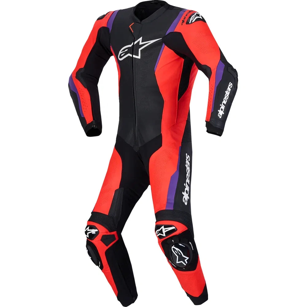 Traje de Piel Alpinestars Missile v3 1-Piece Black/Red Fluo/ Purple
