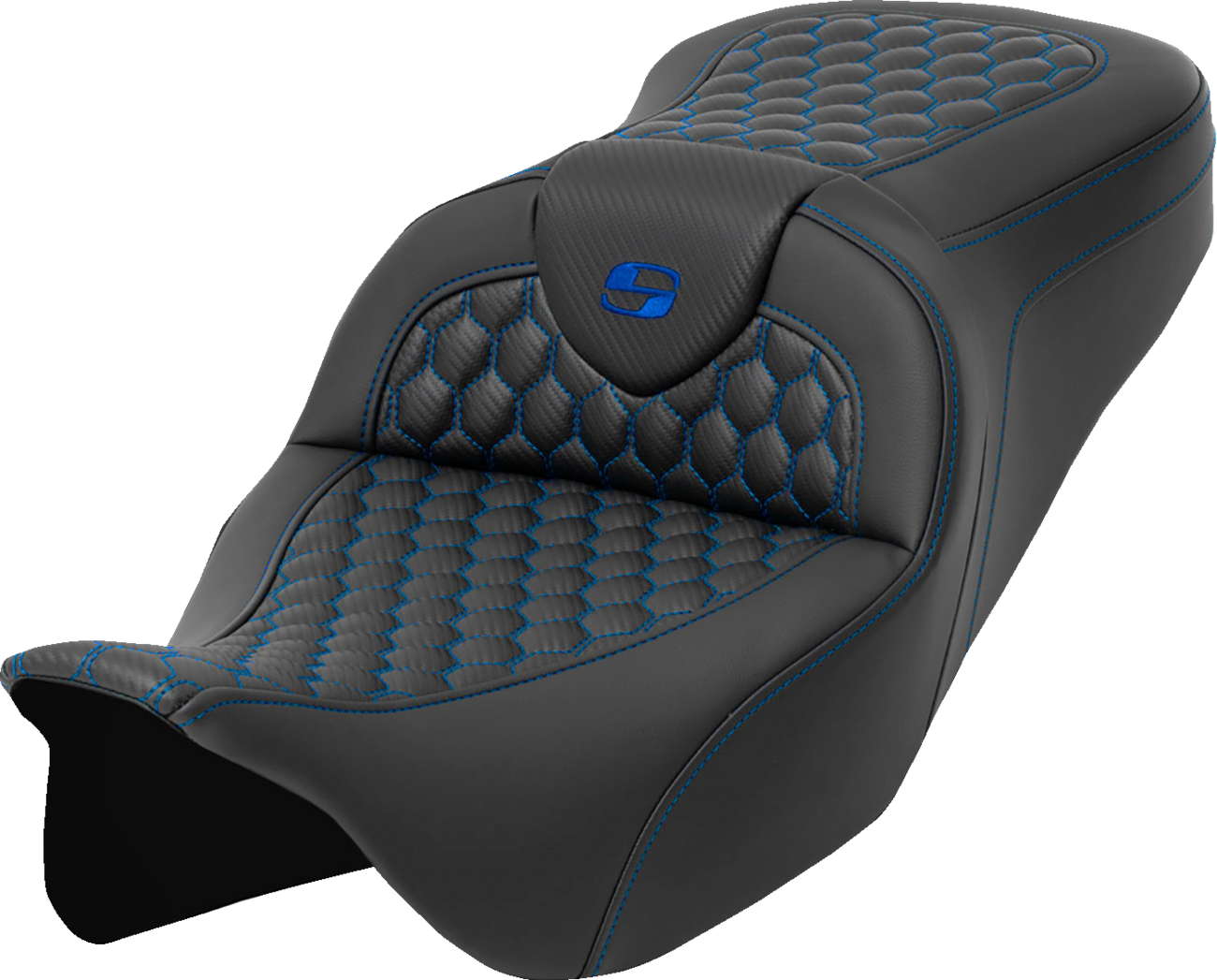 Asiento Honeycomb Roadsofa™ - Asiento RoadSofa™ - Honeycomb - Costura azul - sin respaldo - FLH/FLT '08-'23