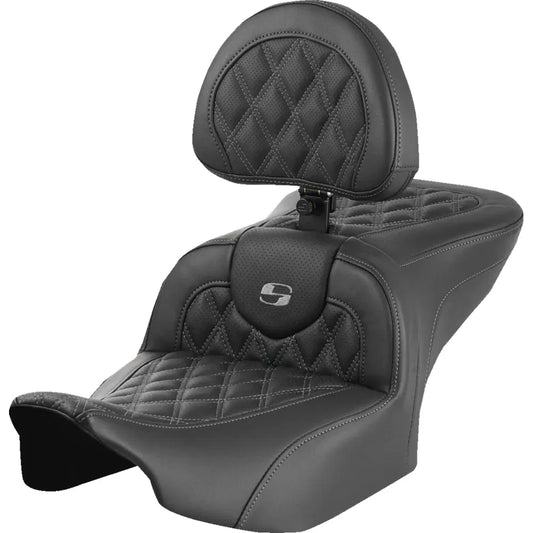Asiento Roadsofa™ con costura de celosía - Asiento RoadSofa™ - con respaldo - Costura de celosía - Costura gris - FLTR/FLHX '23-'24