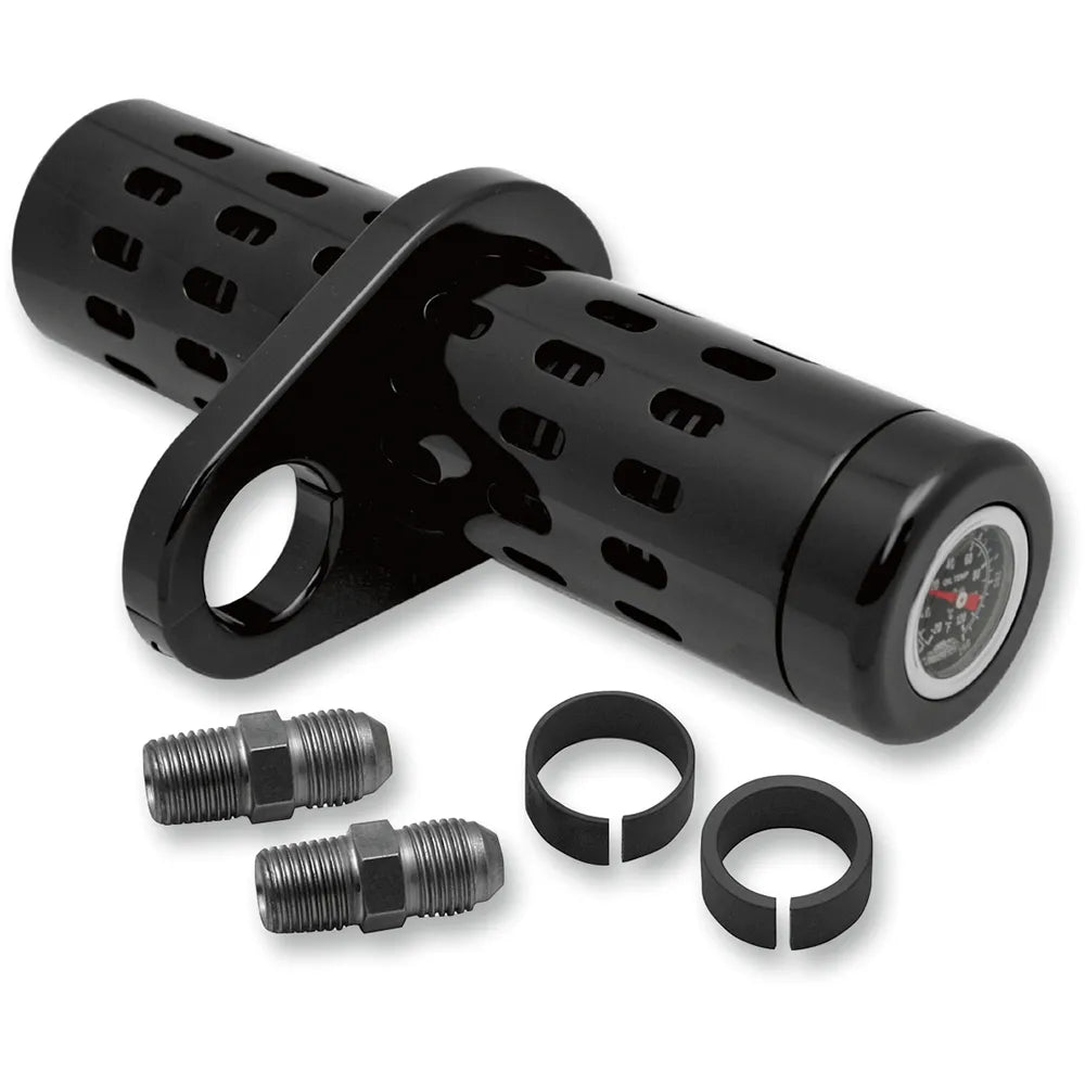 Oil Cooler Kit with Temperature Gauge- Black - 1"- 1-1/4"