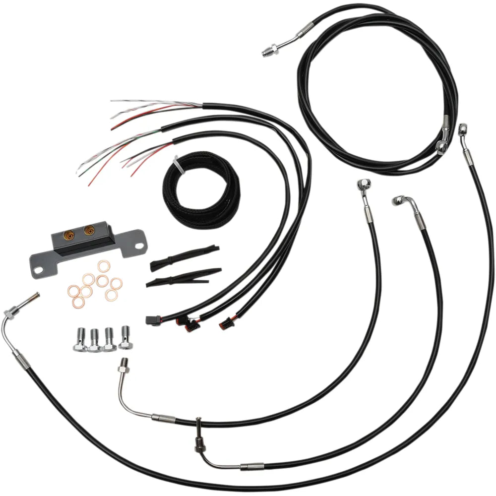 Handlebar Cable/Brake Line Kit - Complete - 12" - 14" Ape Hanger Handlebars - Black Vinyl