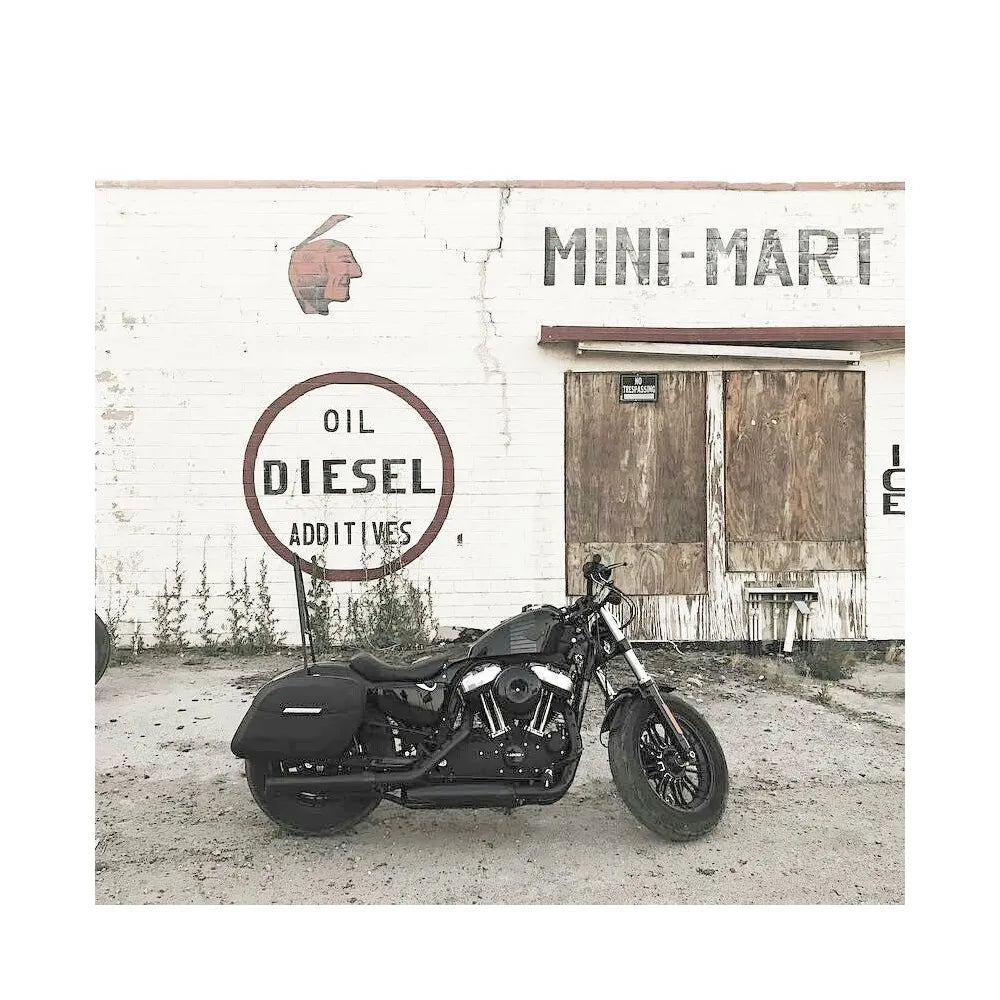 Alforjas rígidas Lamellar Raven Extra Large Shock Cut-out Leather Covered para Sportster 48 XL1200X
