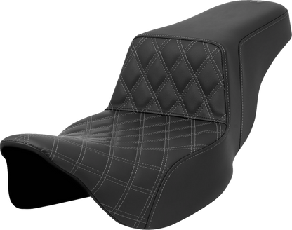 Asiento elevado con costura de celosía - Asiento elevado - Costura de celosía delantera - Costura gris - Alcance extendido - FLH/FLT '08-'23