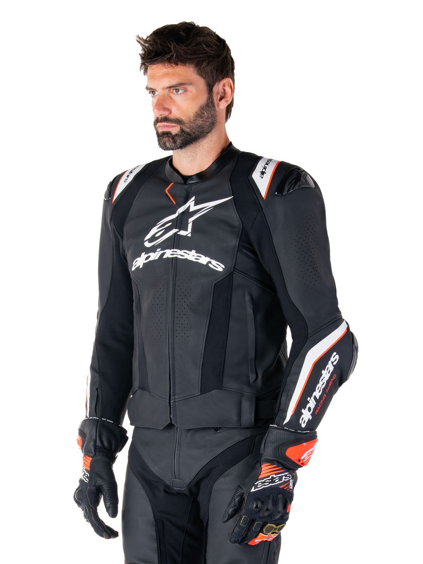Chamarra de piel Alpinestars Missile v3 Ignition - Negro/Blanco