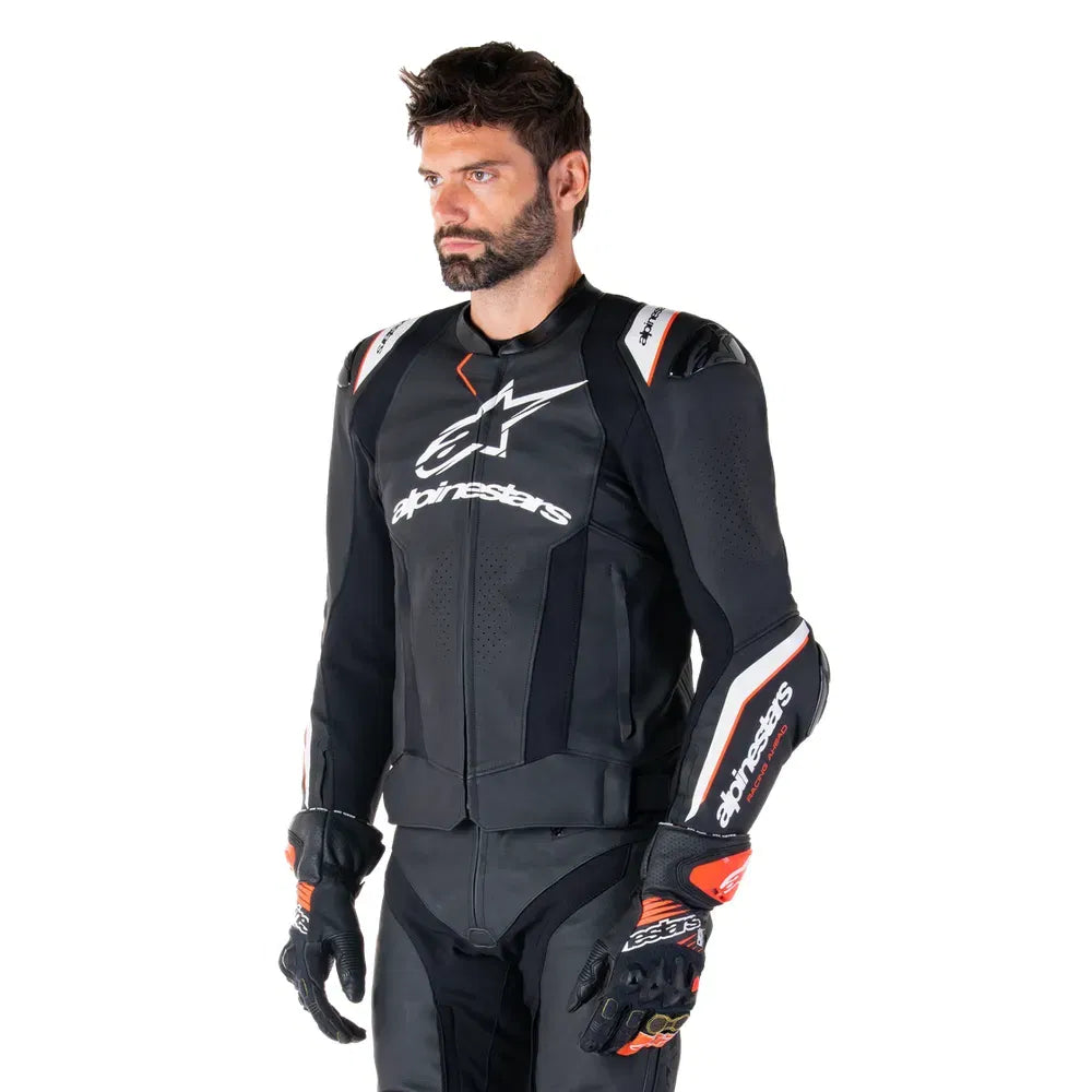 Chamarra de piel Alpinestars Missile v3 Ignition - Negro/Blanco