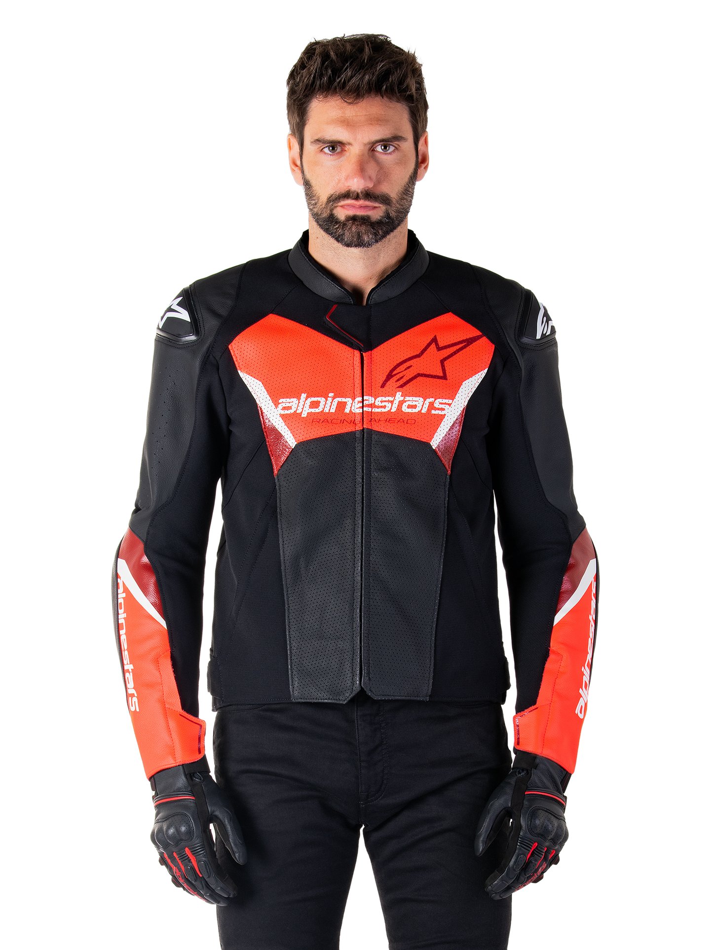 Chamarra de piel Alpinestars Faster v3 Airflow - negra/rojo