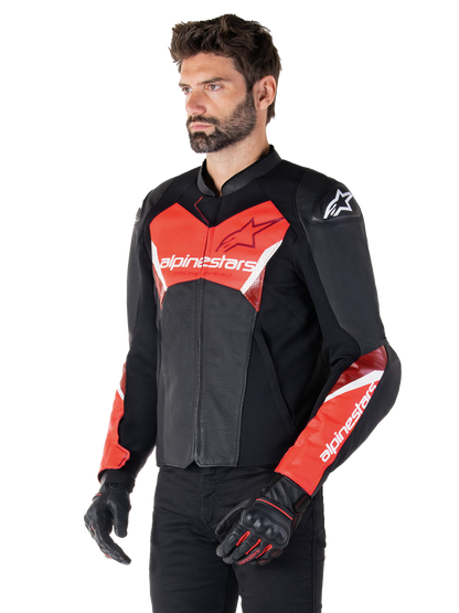 Chamarra de piel Alpinestars Faster v3 Airflow - negra/rojo