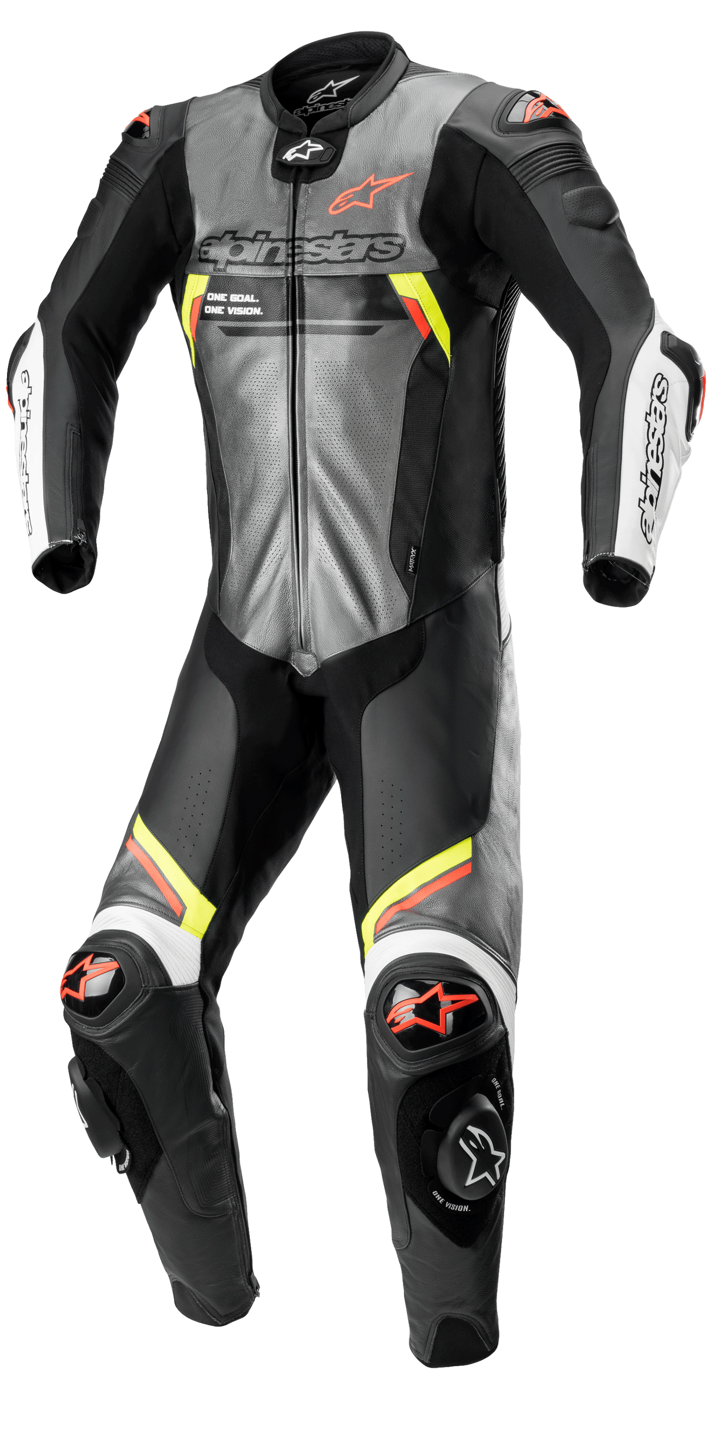 Traje de una pieza Alpinestars Missile Ignition v2 - Gris Metálico/Negro/Amarillo